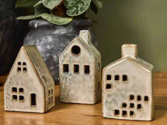 Huis keramiek voor waxinelichtje