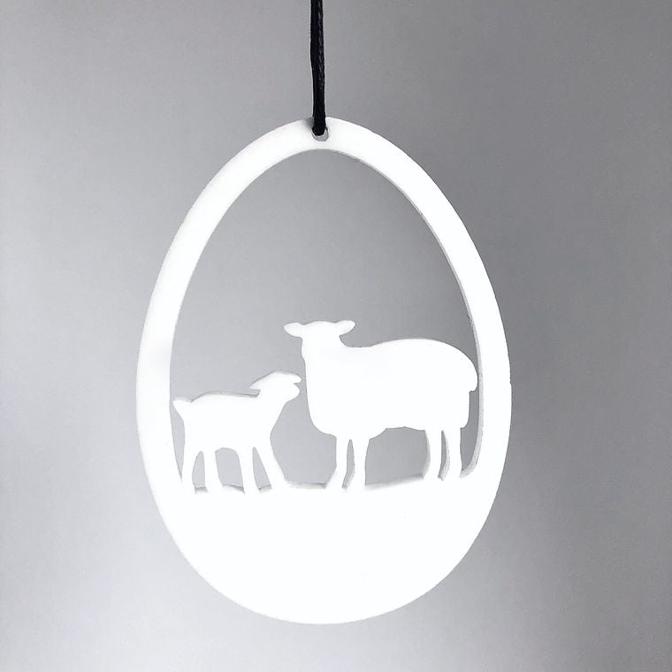 Ei met schaap en lam wit