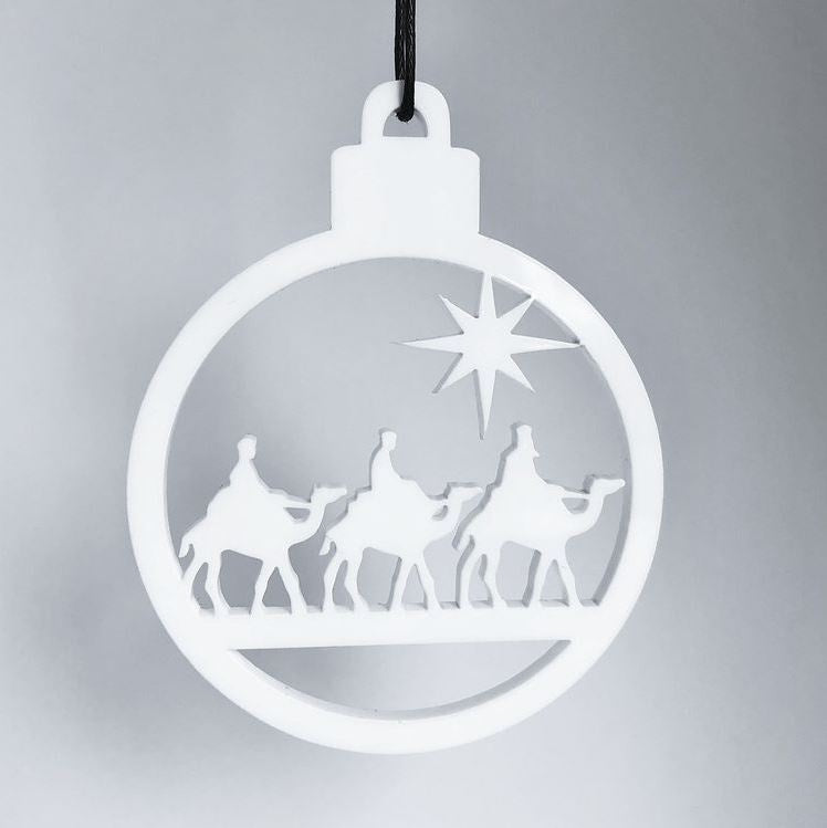 Kerstbal drie wijzen wit