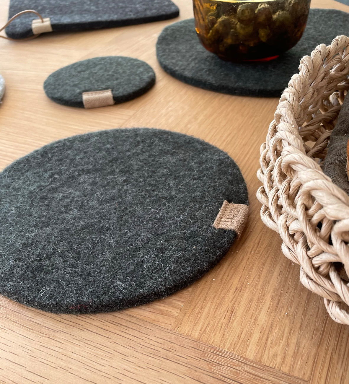 Onderzetter Zero Waste wool antraciet 24 cm