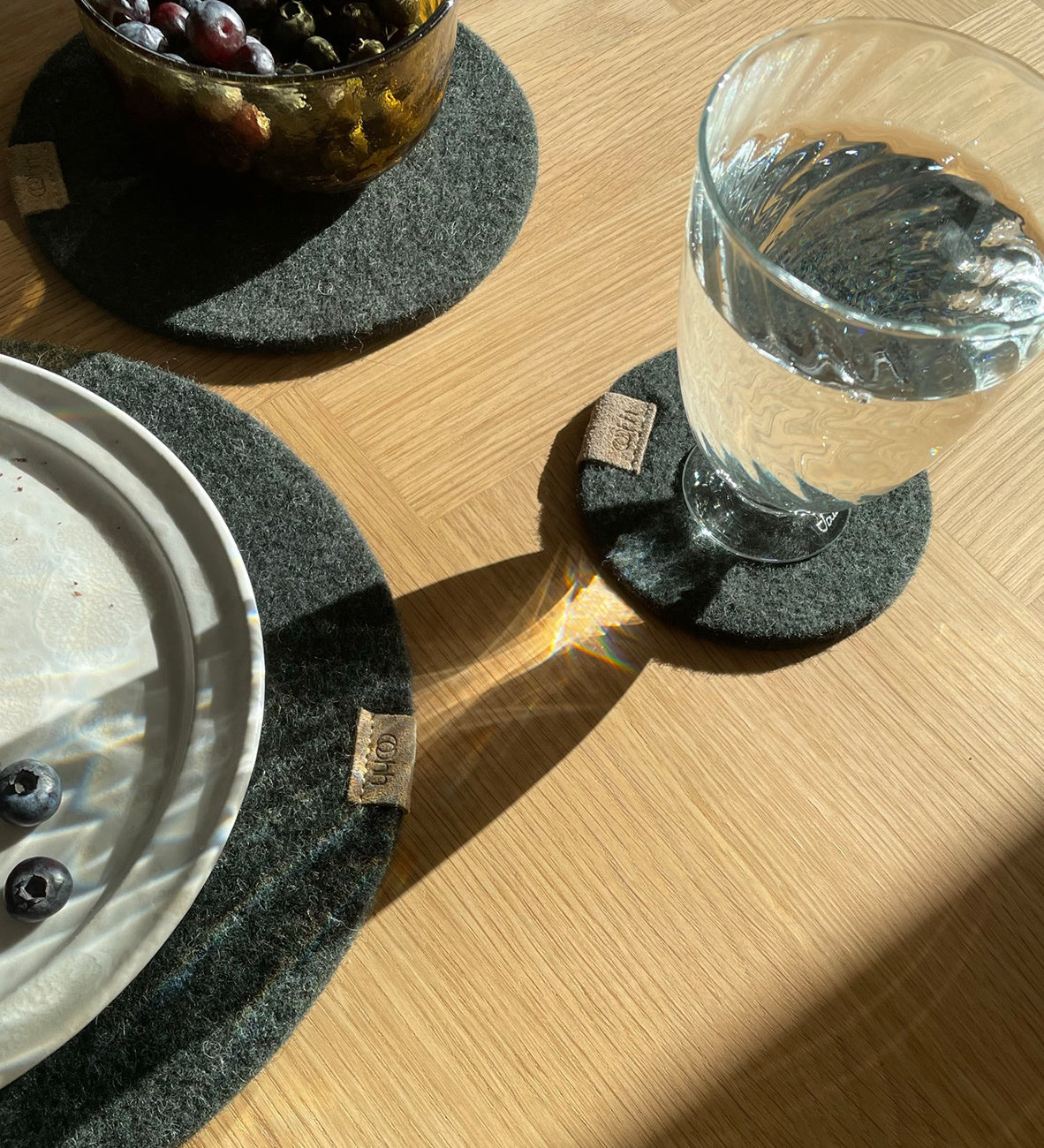 Onderzetter Zero Waste wool antraciet 10 cm
