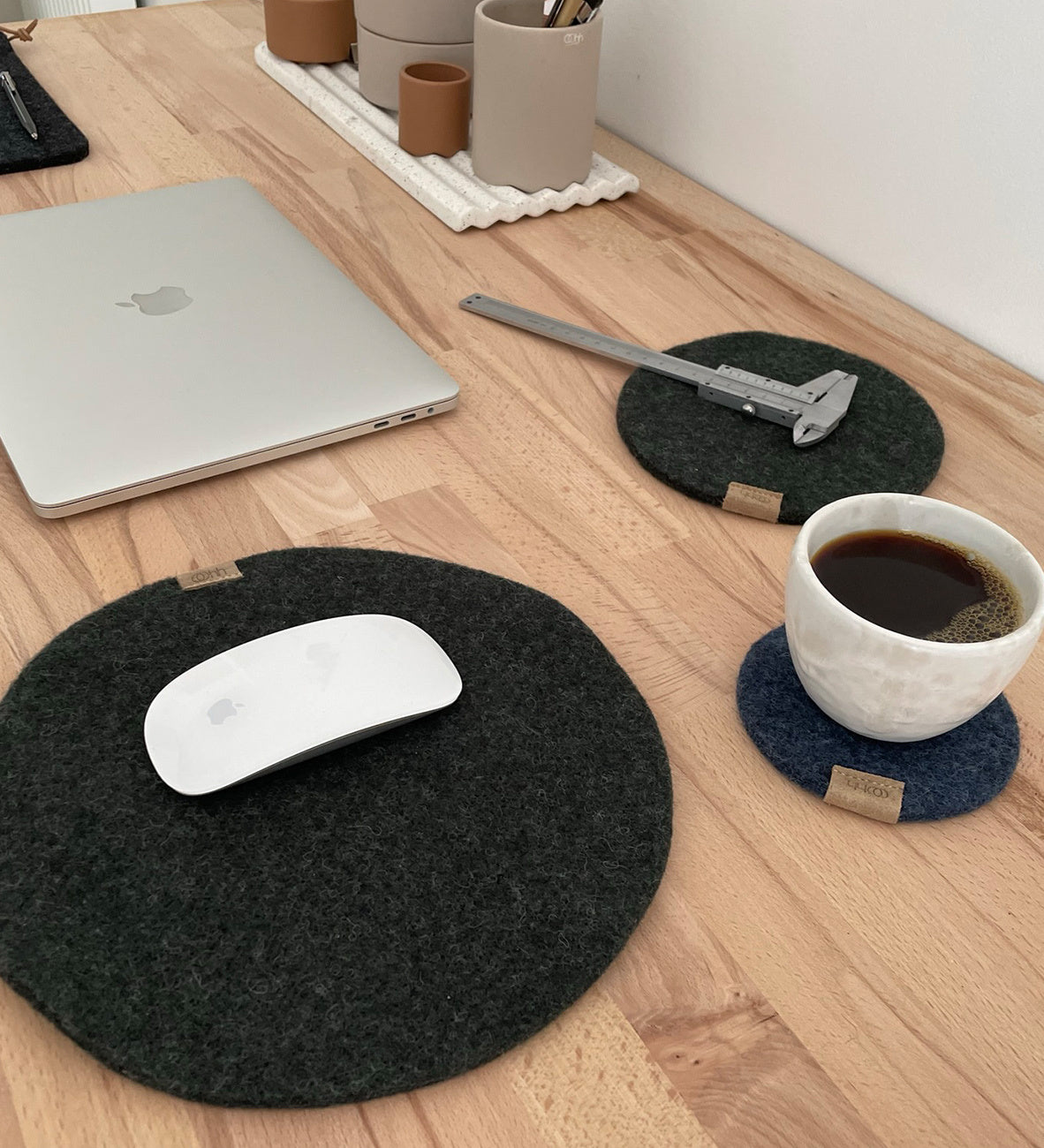 Onderzetter Zero Waste wool blauw 10 cm