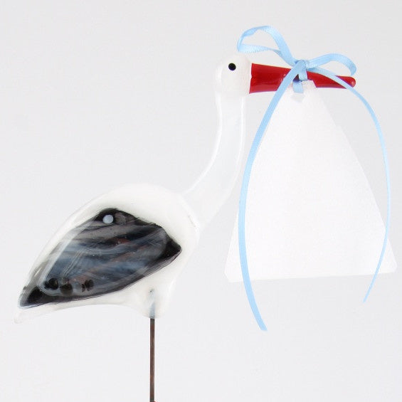 Glaskunst Ooievaar blauw