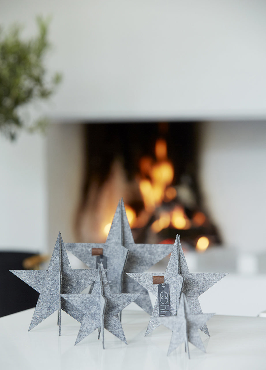 Eco-vilt Sterren grijs 3 stuk