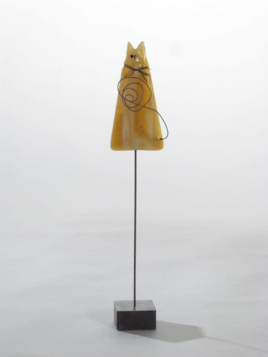 Glaskunst Kat lichtbruin